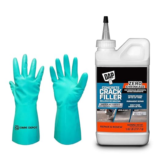Fast Drying DAP - Concrete Crack Filler - 1.62 LBs - Permanently Fill Concrete, Stone, and Masonry Surfaces – Available with Omni Depot Chemical-Resistant Gloves
