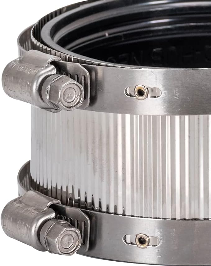 Eastman 3 Inch No-Hub Coupling with Stainless Steel Clamps, 43405 (Pack of 4)