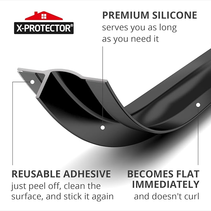 Silicone Stove Gap Cover X-Protector - 50” x 1.55" Guard Between Stove and Counter - Self-Adhesive Premium Counter Gap Filler - Heat Resistant Oven Counter Gap Protector - Stove Top Spill Guard