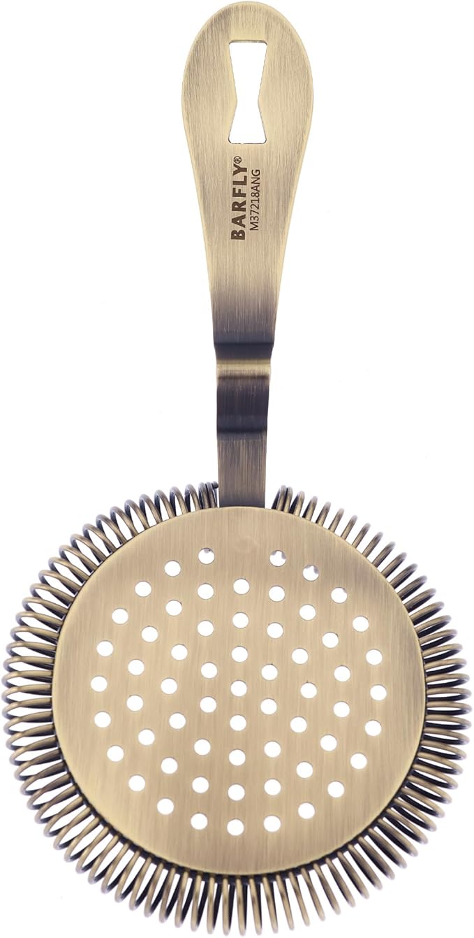 Barfly Deluxe Antique Hawthorne Spring Strainer, Antique Gold