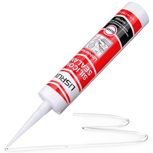 LISRUX Advanced Clear Silicone Caulk for Kitchen & Bathroom,10 fl oz Cartridge,1 Pack,100% Waterproof RTV Silicone Sealant,Stronger Adhesion,Shrink & Crack Proof