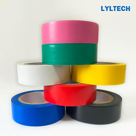 LYLTECH Electrical Tape 7 Rolls 3/4in x 30ft Multi Colored Waterproof | 7 Assorted Colors Pink Yellow Red Green Blue White Black, Strong Adhesive Durable Easy Wrap Insulating Tape for Wire Repair