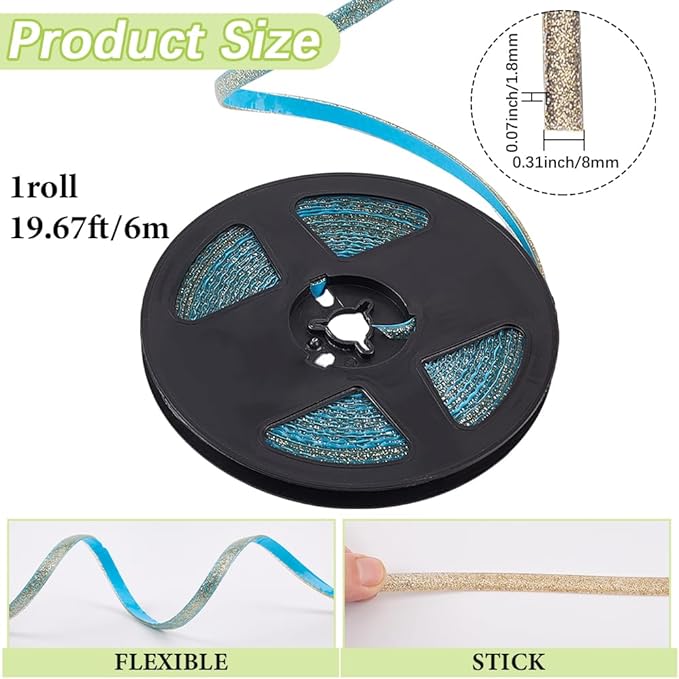 GORGECRAFT Ceramic Tile Gap Tape 6m x 8mm Self-Adhesive Caulk Strip Champagne Gold Decorative Sealing Tape Waterproof Floor Edge Sealant Trim for Kitchen Sink Bathroom Bathtub Wall Corners