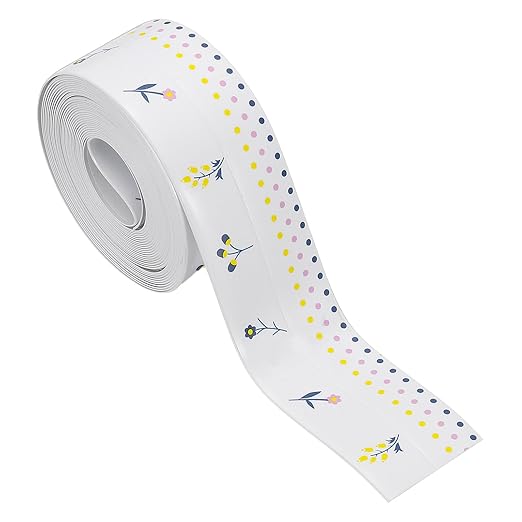 PATIKIL Caulk Tape Waterproof Self Adhesive, PVC Toilet Caulking Sealant Strip Bathtub Caulk Sealing Strip Tape for Bathroom Kitchen Countertop, Flower World (1.5 Inch x 16.4 Ft)
