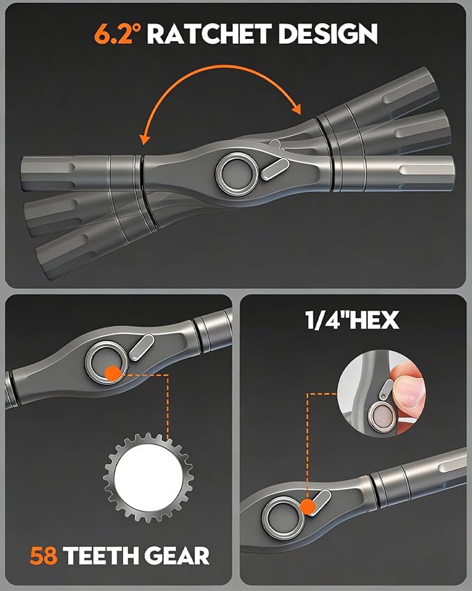 Saker 42-in-1 Magnetic Screwdriver Kit with T Handle Multi-Bit Ratchet Screwdriver Set for Home, Computer, Bicycle, Furniture, DIY Gifts Dark Grey