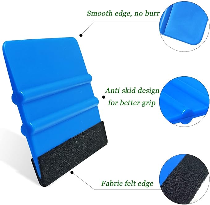 2 Pieces Wallpaper Smoothing Tool, Vehicle Vinyl Felt Squeegee Window Tint Film Tool for Peel and Stick Wallpaper (blue)