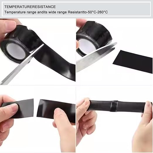 Hose Repair Tape, Self Fusing Silicone Tape 1 Inch x 10Ft, Waterproof Self Fusing Rubber Tapes Rescue Tape Silicone Rubber Self Fusing Tape for Pipe Leaks Emergency Repair