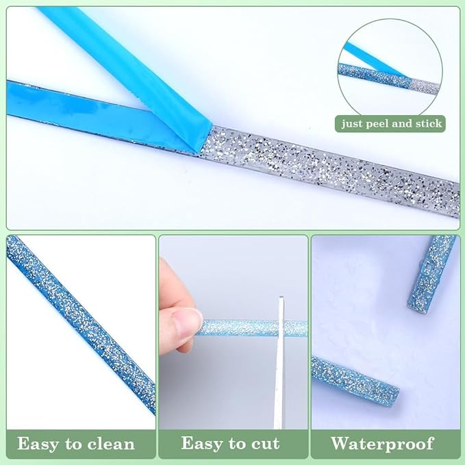 GORGECRAFT 9.84 Feet Caulk Strip Self Adhesive Peel and Stick Molding Trim Strips 0.31" Decorative Caulking Gap Sealant Edging Tape Border for Stove Sink Toilet Bathtub Wall Edge Cabinet Light Gray