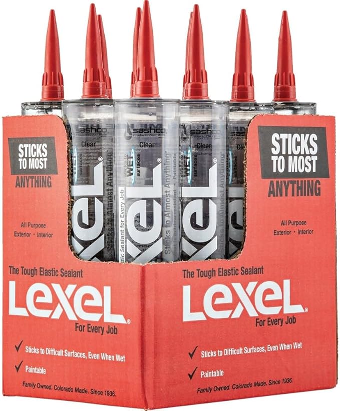 Sashco 13010 10.5oz Sashco Sealants Clear Lexel Adhesive Caulk, 10.5-Ounce