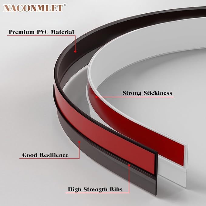 9.8 Ft*5 Pcs Cabinet Door Seal Strip Weather Stripping Gap Filler,Silicone Cabinet Door Dust Strips Suitable for Wardrobe and Cupboard,Rubber Seal Strip,Keep Cleaning Dry(Black