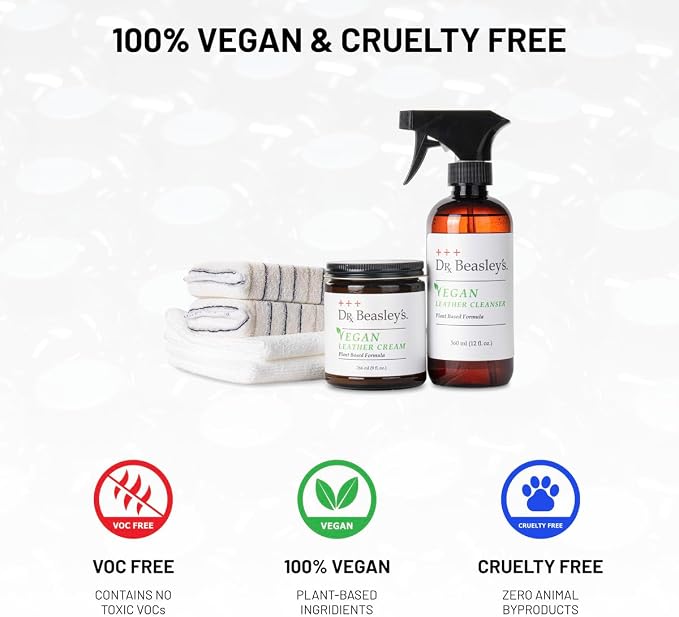 Dr. Beasley's Vegan Leather Cream 9 oz - Gentle Plant Based Formula, Conditions, Softens, UV Protection, Promotes Durability & Longer Life