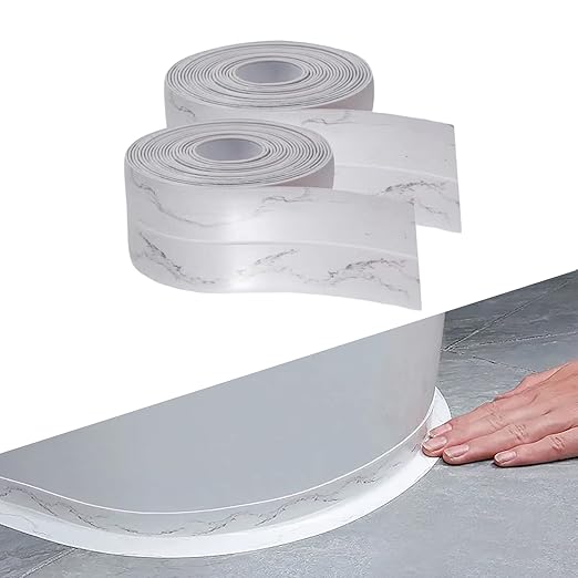 Dstorelhp Caulk Tape Waterproof Self Adhesive, Decorative Caulking Tape for Kitchen, Countertop, Bathroom, Sink, Bathtub, Toilet, Shower (White Marble, 2Rolls-1.5" x 10.5Ft)