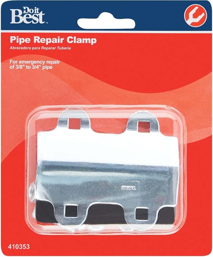 Do It Best Pipe Repair Clamp 410353 - Plated Steel, Modern Style - 3/8 In., 1/2 In., 3/4 In. IPS