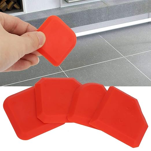 Sealant Scraper Cleaning Tool Kit, 4pcs/Set Caulk Finishing Tool Silicone Sealant Remover Smoother Finisher Scraper Cleaner Caulking Tool Kit for Kitchen Bathroom Window Floor Joint, Red
