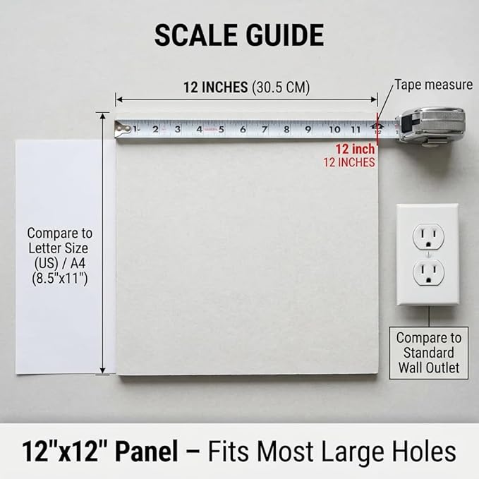 Drywall Repair Kit，34 Pcs 12x12inch Wall Patch Kit with Saw& Wood Boards，Drywall Patch Kit for Large Holes，Sheetrock Repair Kit for Cracks, Dents & Nail Holes-Quick & Easy Wall Surface Repair Solution