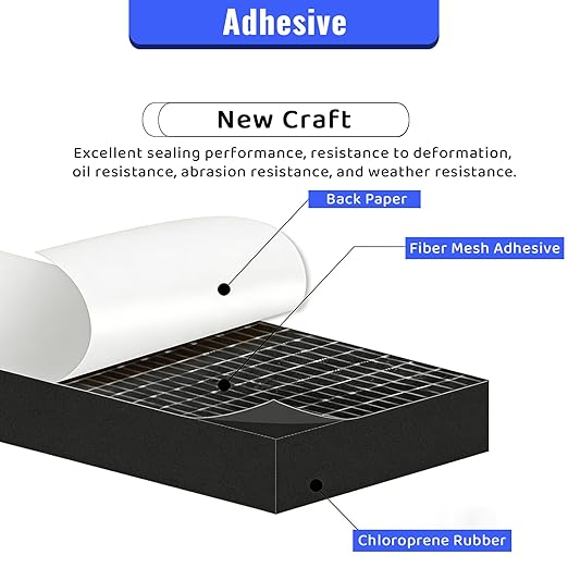 High Density Foam Tape - 1/2'' x 3/8'' x 13Ft Weatherproof Adhesive Prevent Condensation Heat Resistant Flame Retardant Weather Stripping Easy to Cut & Install & Remove for Car Doors Pipes Windows