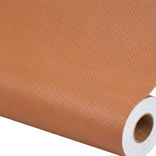 Qextce Perforated Leather Repair Patch Tape, Brown, 8x100 Inch | Breathable, Self-Adhesive, For Furniture, Couches, Car Seats, Office Chairs, Faux Leather & Vinyl Repair Kit