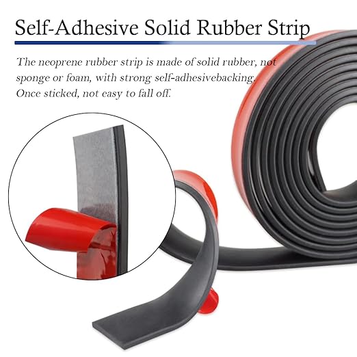 Neoprene Rubber Strips Self Adhesive Solid Rubber Sheets, Rolls & Strips for DIY Gaskets Crafts Pads Seals Warehouse Flooring Neoprene Sheet with Adhesive Backing (1" Wide x 1/16" Thick x 40' Long)