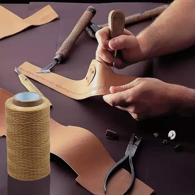 284 Yards Waxed Thread, 210D Heavy Duty Flat Wax Thread for Leather Sewing, Bookbinding/Shoe Repairing/Leather Projects