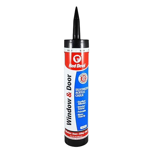 Red Devil 084660 Window & Door Siliconized Acrylic Caulk, Black, 10.1 oz, Pack of 1