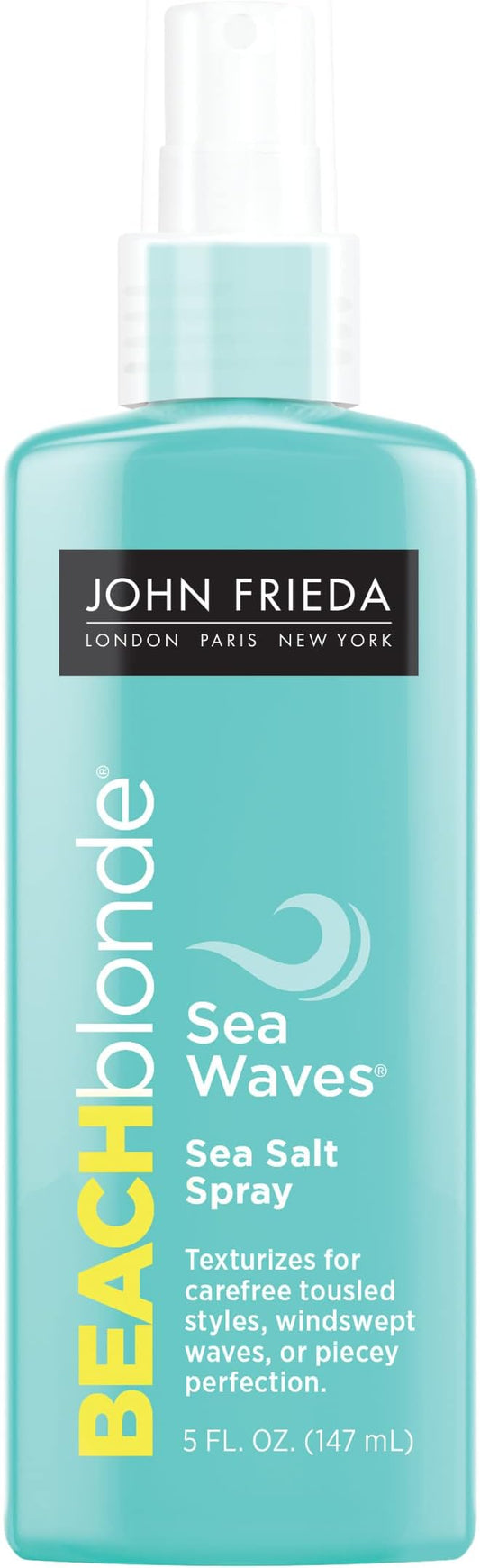 John Frieda Beach Blonde Sea Waves Texturizing Spray with Natural Salt for Tousled, Wavy Volume - 5 Ounce