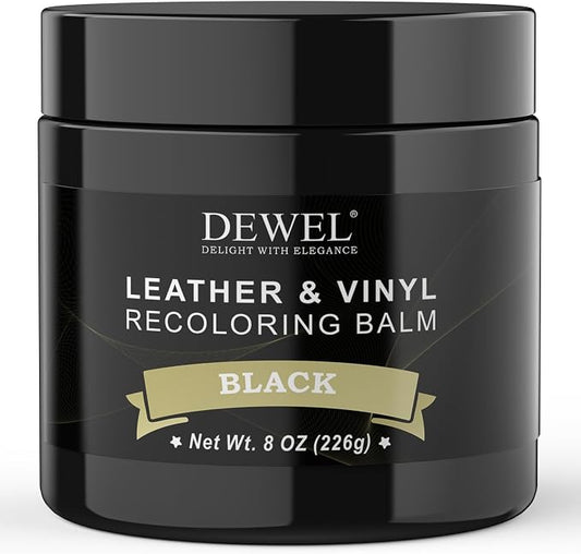 DEWEL Leather Recoloring Balm, Black Leather Color Restorer for Scratched and Faded, Leather Scratch Remover, Upgrade Leather Repair Kit for Restore Couches, Car Seats, Shoes, Boots