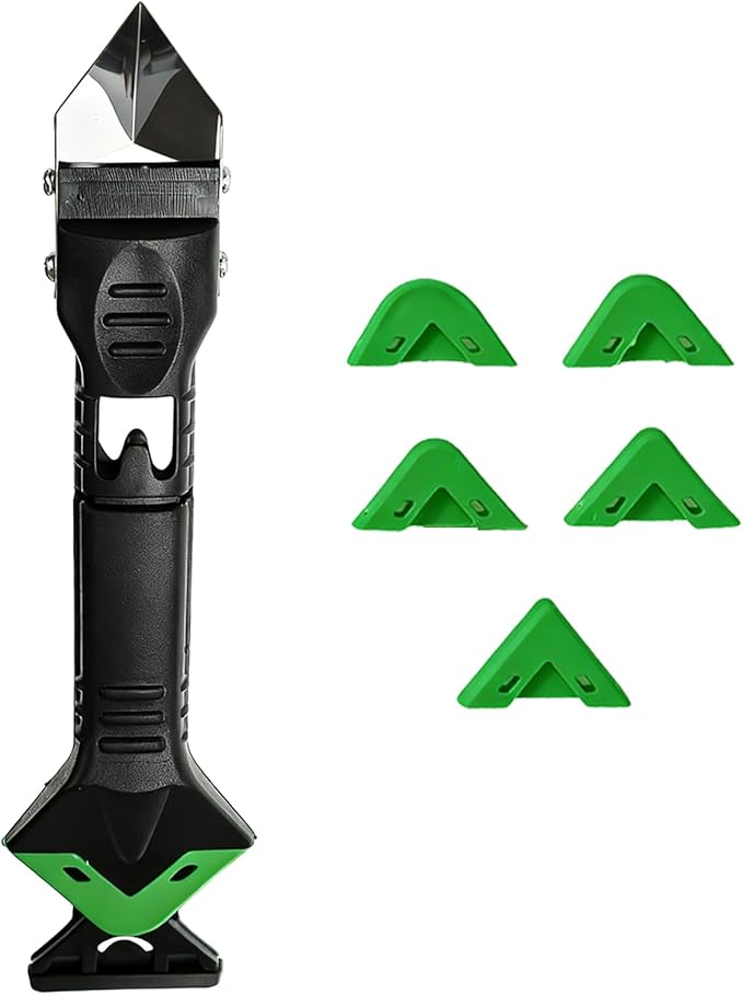 3 in 1 Caulking Tool – Caulk Remover & Sealant Finisher with Stainless Steel Head for Bathroom, Kitchen, Floor, Window, Sink – Silicone Smoother & Angle Scraper