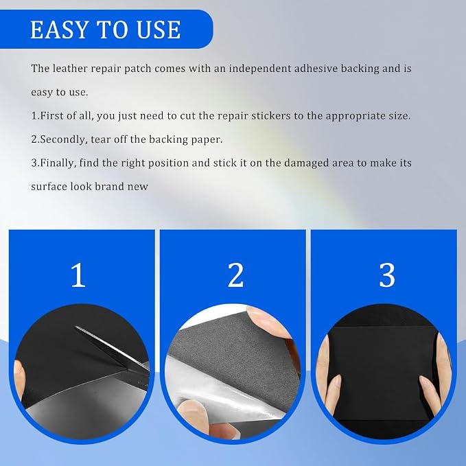 2PCS Leather Repair Patch Tape, Leather Repair Kits for Couches and Cars, Vinyl Repairs Patch, Car Waterproof Self Adhesive Leather Tape Repair Kit for Furniture Couches Chairs (Black)