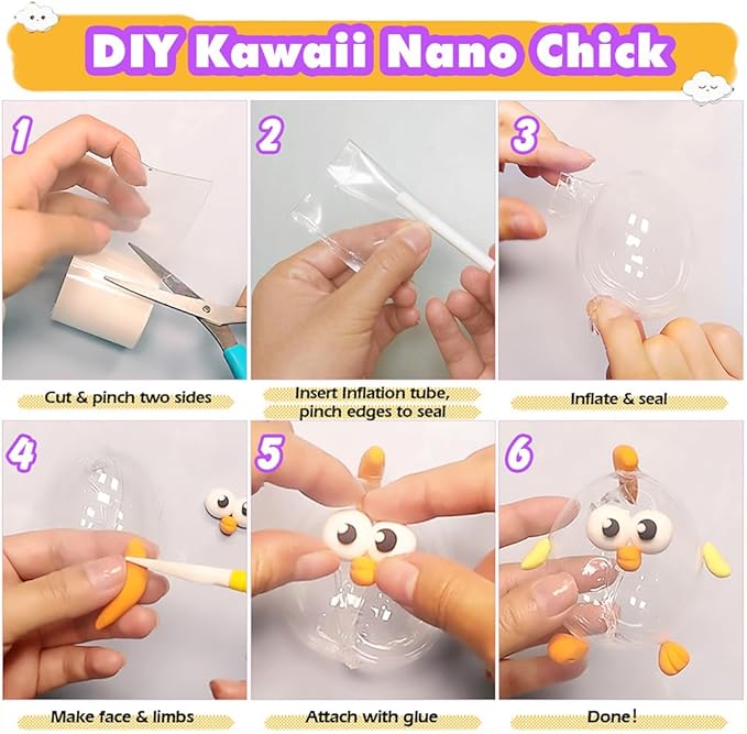 FUNSHOWCASE Nano Tape Bubble Kit with Clay, Marker, 6-Design Guide Squishy Maker Set