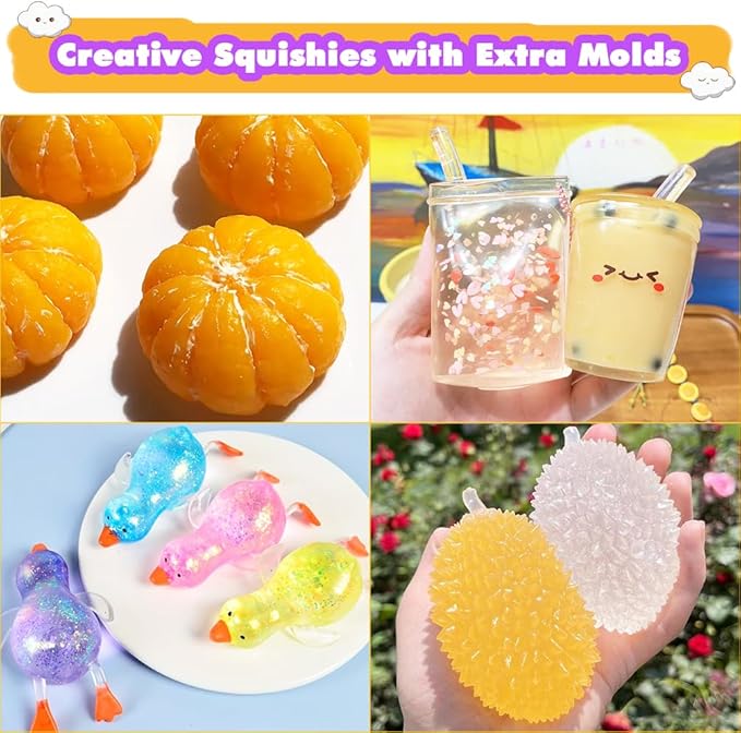 Taba Squishy Making Kit Gel+Bunny Silicone Mold+Flocking+Pigment