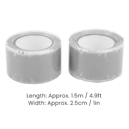 Self Fusing Silicone Tape High Temperature Adhesive Tape for Plumbing Repairs Hose Leak Fixing 2 Rolls 1.5m x 2.5cm (Gray)