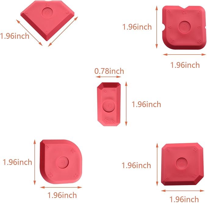 DGZZI 5PCS Grout Removal Tool Set Tile Joint Adhesive Remover Caulk Scraper Applicator Sealant Trimming Tools For Bathrooms Kitchens Windows Sinks Red