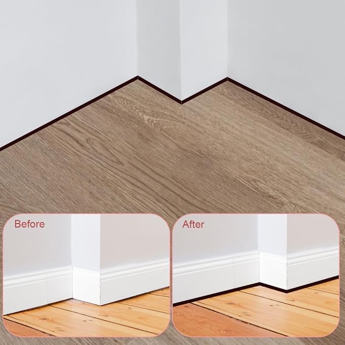 1/2 Inch Flexible Quarter Round Molding, 9.8Ft Trim Molding with Self Adhesive for Wall Tile Edge Floor Corner, Staircase Cabinet Tub (Black)