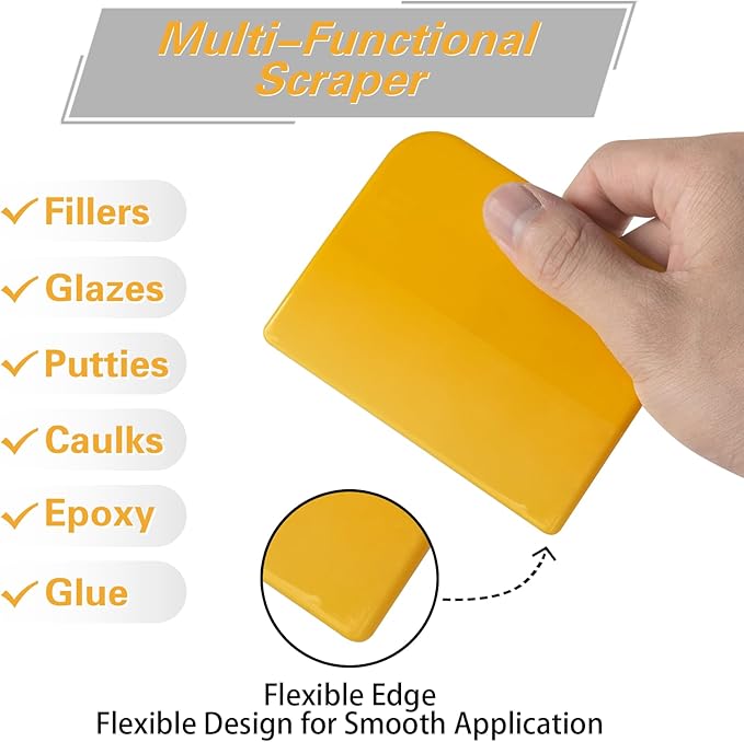 Body Filler Spreaders (Pack of 15) - 4, 5, 6 Inch Reusable Auto Body Plastic Filler Spreader Tool for Automotive Body Applying Fillers, Putties, Glazes, Caulks - Autobody Paint Repairs