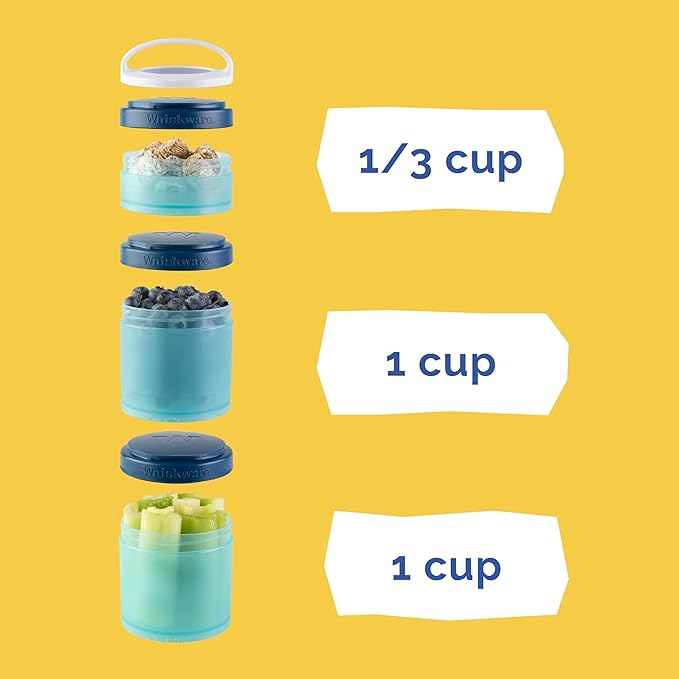 Whiskware Stackable Snack Containers for Kids and Toddlers, 3 Stackable Snack Cups for School and Travel, Space (Pack of 1)