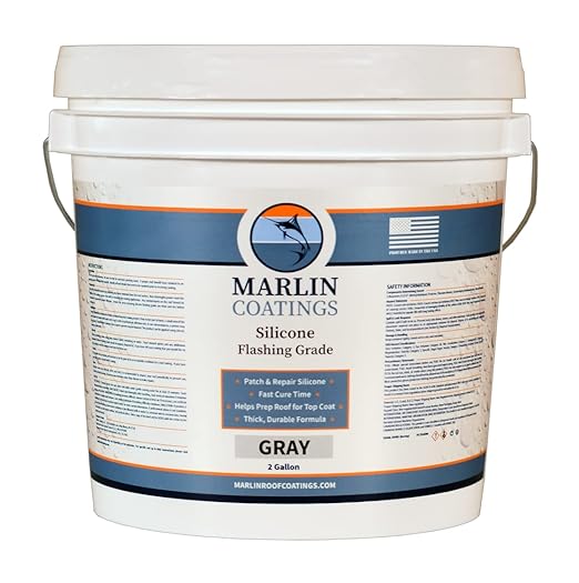 100% Silicone Roof Patch – Prevent and Repair Leaks – Complete Waterproofing – Easy Trowel or Brush Application… (1 Gallon, Gray)