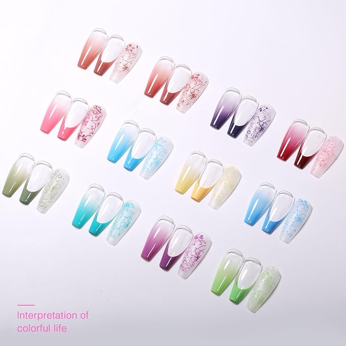 12 Color Patting Nail Gel Polish Kit, Ombre Painting Gel Palette with Brush & Silicone Patting Pen & Nail Art Stickers - UV/LED Curing for Gradient Nails, Beginner Friendly DIY Manicure Set