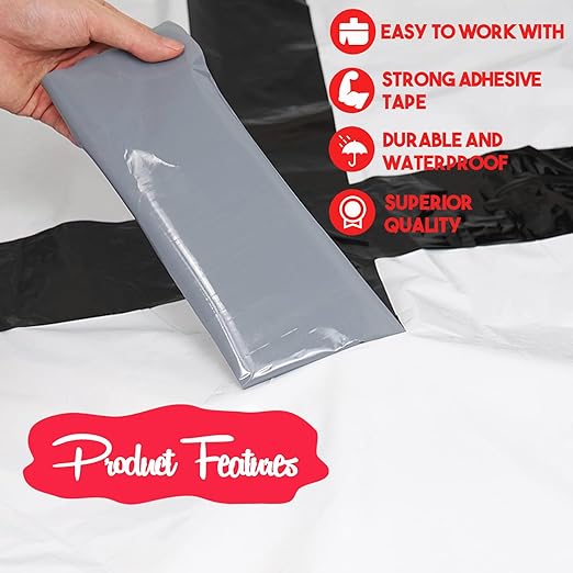 Vapor Barrier Tape, 7 Mil Black Polyethylene Tape Sealing Moisture Barrier Seam, Seal Tape for Crawl Space, Underlayment, Marine Use, Insulation Tape, Waterproof, 4'', 200 Foot