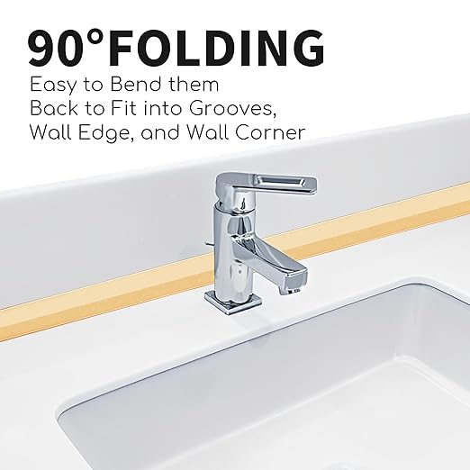 3 Rolls 10.5 Feet Caulk Tape Toilet Caulking Strip Self Adhesive Bathroom Sealing Peel and Stick Caulk Strip for Bathtub, 1.5 Inches (Almond)