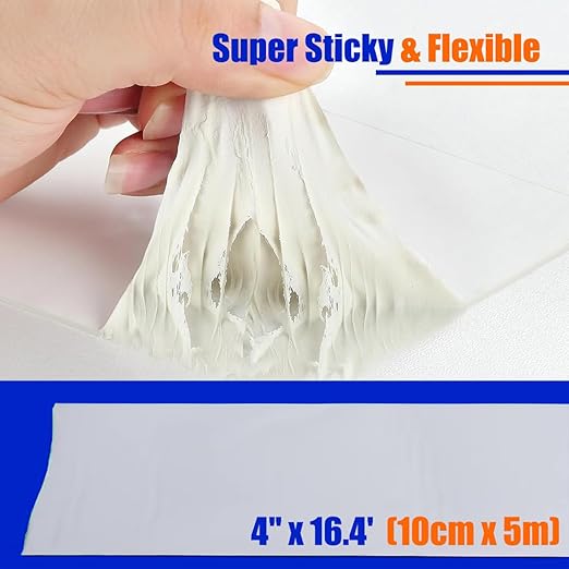RV Roof Sealant Tape, Repair Tape White 4" x 16.4' Waterproof Seal Tape UV & Weatherproof Sealant Roofing Tape for RV Repair, Window, Boat Sealing, Truck Stop Camper Roof Leaks