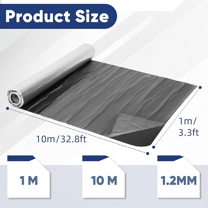 39.6inx32.8ft Self-Adhesive Roofing Felt, Bitumen Waterproof Repair Tape Roof Underlayment Protector Roll Patch Seal Tape Waterproofing Roof Cladding for Roof Leak,Surface Cracks (3.3x32.8ft)