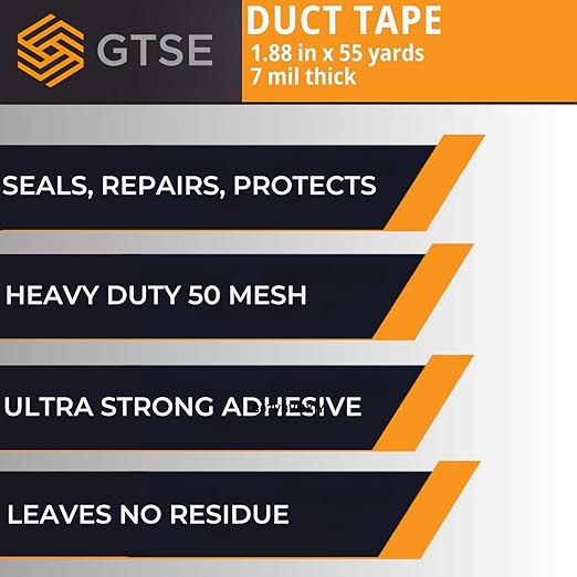 GTSE White Duct Tape, 2 Inches x 55 Yards (164 ft), Heavy Duty, Waterproof Repair Tape for Indoor or Outdoor Use, 24 Rolls