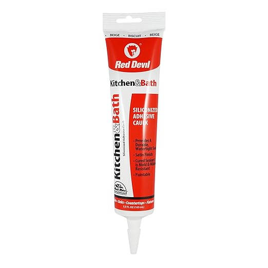 Red Devil 040520 Duraguard Kitchen & Bath Siliconized Acrylic Caulk, 5.5 oz. Squeeze Tube, Biscuit, 12 Pack, Made in USA