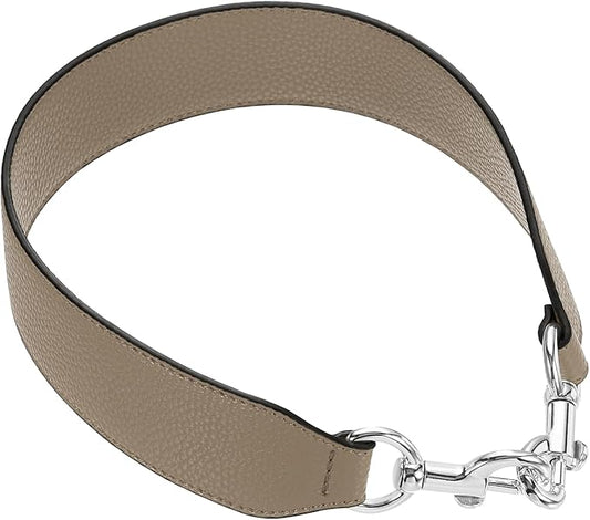 uxcell 22.83 Inch PU Leather Short Bag Strap with Clasp, Purse Handles Handbags Replacement Straps for Clutch Bag Crossbody Underarm Bags, Dark Khaki, Silver Buckle