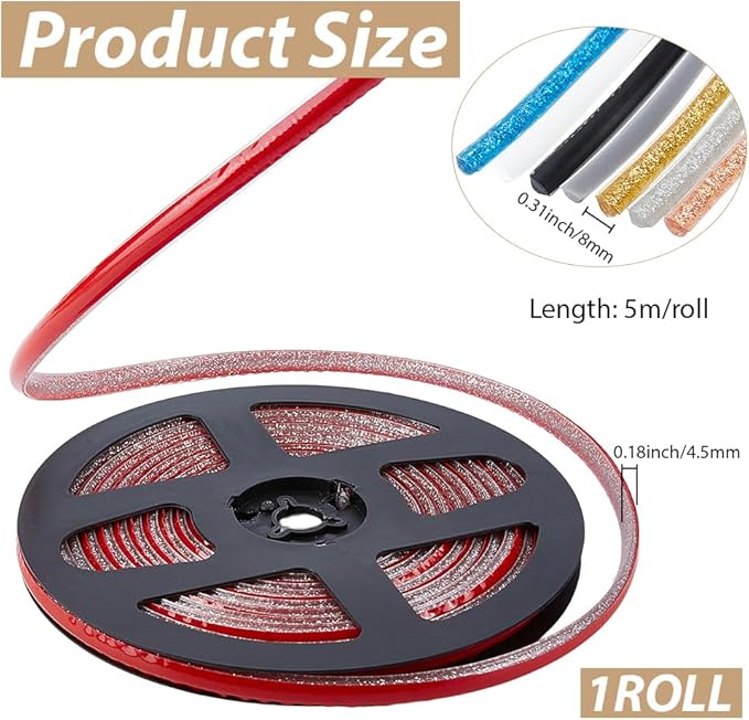 GORGECRAFT 5.5 Yard Gap Tape Self-Adhesive Sealing Strip 0.3 Inch Ceramic Tile Caulk Strips Silver Waterproof Peel and Stick Tape Roll Flexible Triangle Molding Trim for Shower Bathtub Bathroom Toilet