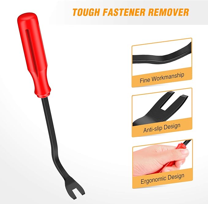 GOOACC 8PCS Auto Trim Scratch Removal Tool Car Audio Dash Panel Window Molding Fastener Remover Tool Kit-Red
