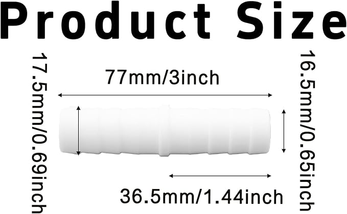12Pcs 5/8" x 5/8" Plastic Hose Barb Fittings, Barbed Splicer Mender Joint Adapter Union Connectors for Aquarium, Household, Fuel, Gas, Liquid, Air Hose Repair