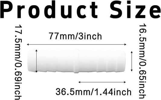 12Pcs 5/8" x 5/8" Plastic Hose Barb Fittings, Barbed Splicer Mender Joint Adapter Union Connectors for Aquarium, Household, Fuel, Gas, Liquid, Air Hose Repair