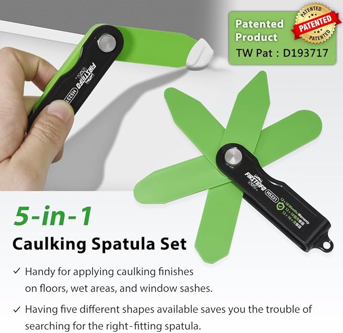 FIRSTINFO Patented 5-in-1 Folding Silicone Caulk Scraper Spatula Sealant Finishing Tool Smooth Caulk Tool