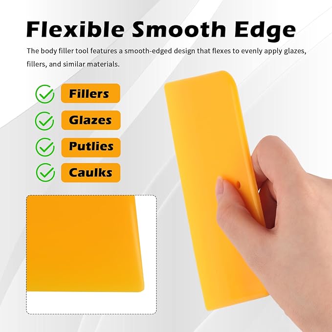 9PCS Body Filler Spreader Tool with 4/5/6 Inch,Multi-Purpose Car Body Filler Kit for Car Bodies Applying Fillers,Caulks,Glazes,Putties,Reusable Professional Automotive Tools